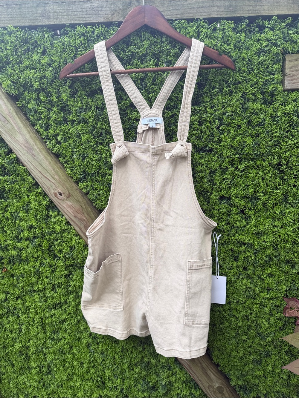Zenana Outfitters Cream Overalls Romper